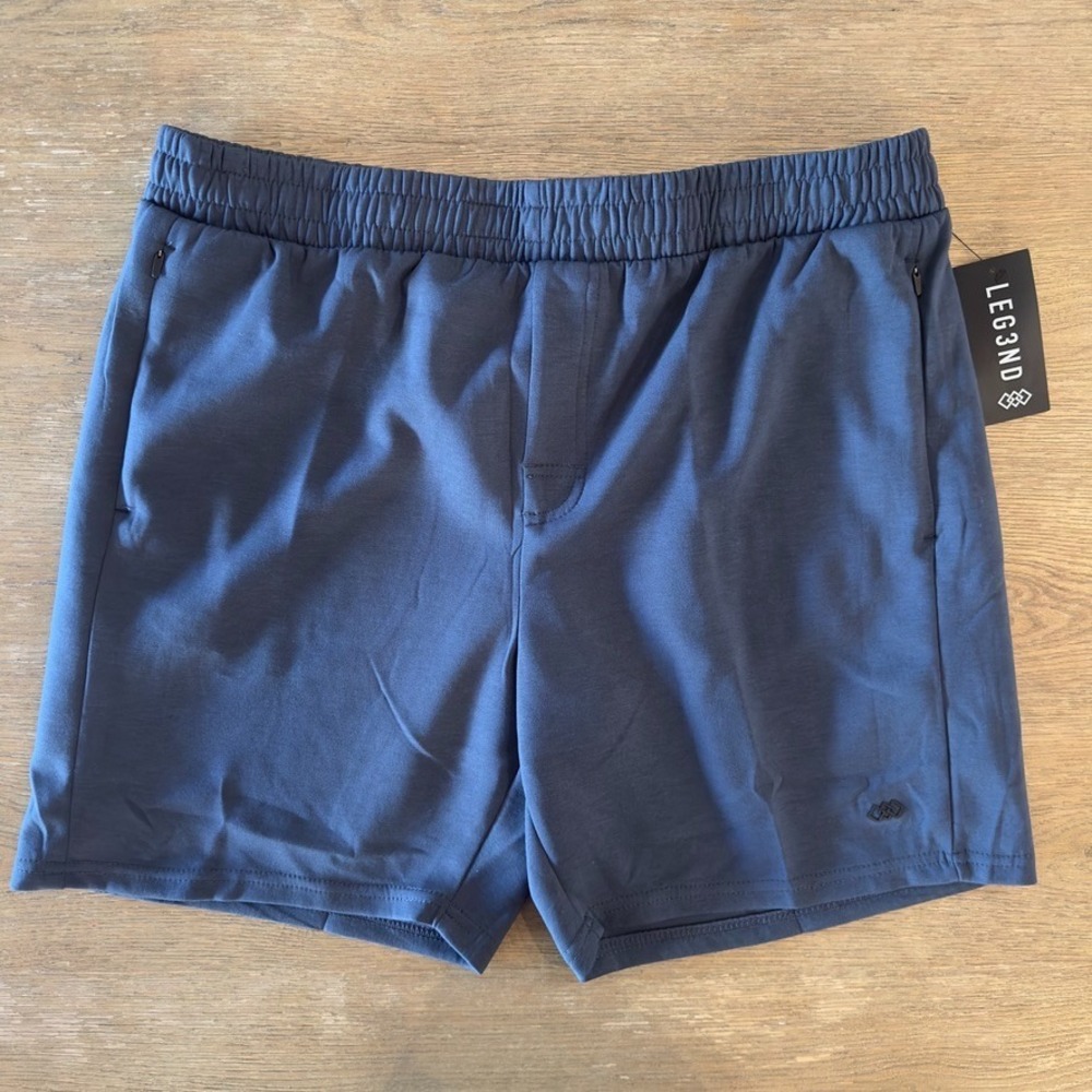 NEW LEG3ND Athletic Fit Double Knit Jersey Short-7"‎ Inseam-Navy Blue-Mens Sz XL